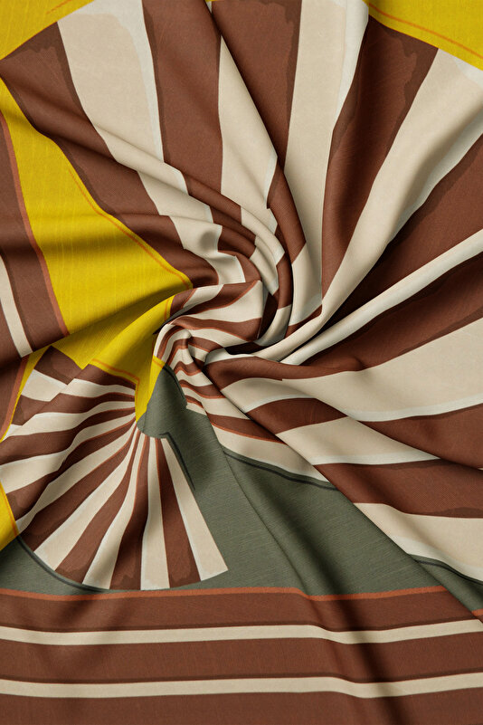 YELLOW GEOMETRIC DESIGN TWILL SCARF 2