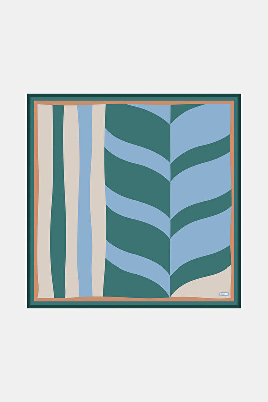 MINK GEOMETRIC DESIGN TWILL SCARF