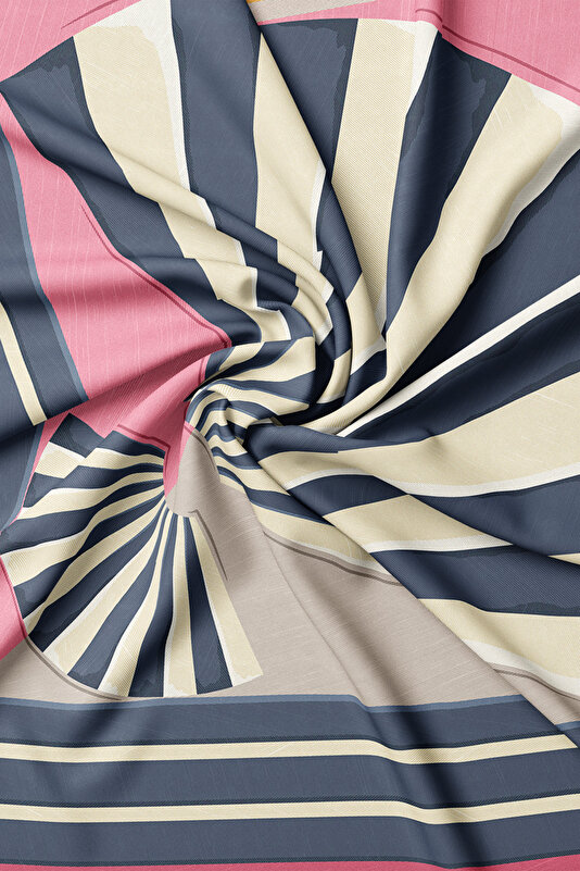 VİZON GEOMETRİK DESENLİ TWILL İPEK EŞARP 2