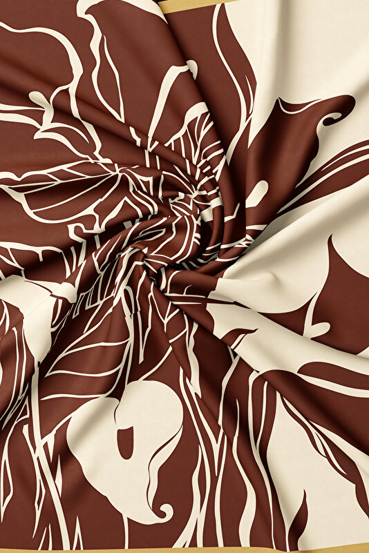 CREAM FLORAL PATTERN TWILL SCARF 2