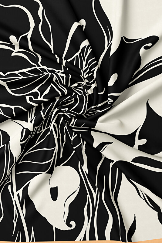 ECRU FLORAL PATTERN TWILL SCARF 2
