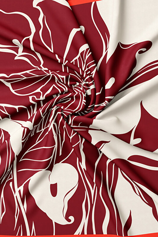 ECRU FLORAL PATTERN TWILL SCARF 2