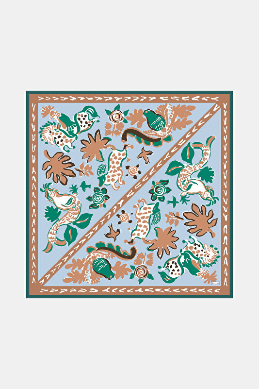 CINNAMON ETHNIC DESIGN TWILL SCARF