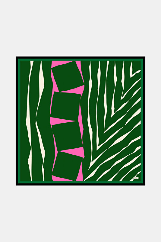 PINK GEOMETRIC DESIGN TWILL SCARF