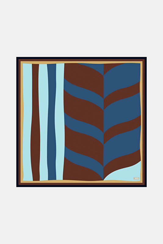 LIGHT TURQUOISE GEOMETRIC DESIGN TWILL SCARF