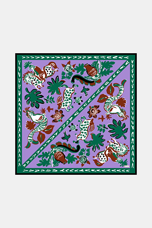 EMERALD GREEN ETHNIC DESIGN TWILL SCARF