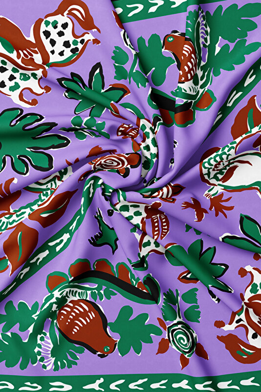 EMERALD GREEN ETHNIC DESIGN TWILL SCARF 2