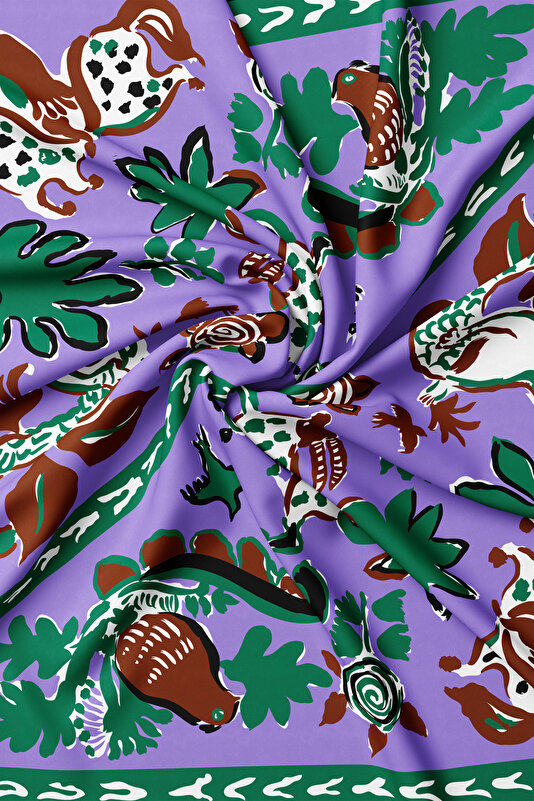 EMERALD GREEN ETHNIC DESIGN TWILL SCARF 2