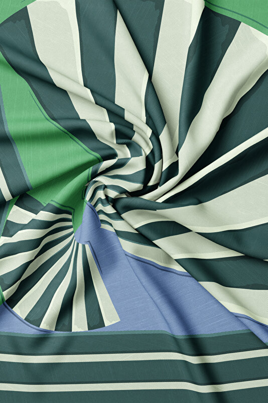AÇIK MAVİ GEOMETRİK DESENLİ TWILL İPEK EŞARP 2