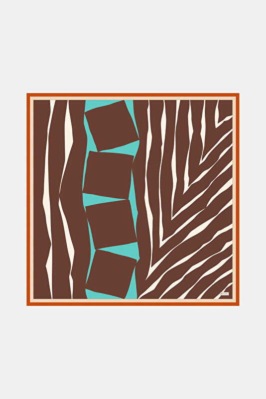 WATER GREEN GEOMETRIC DESIGN TWILL SCARF