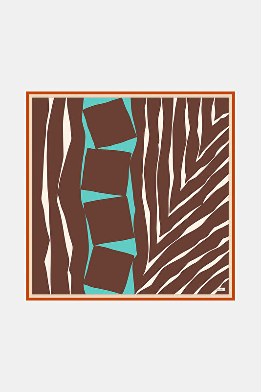 WATER GREEN GEOMETRIC DESIGN TWILL SCARF