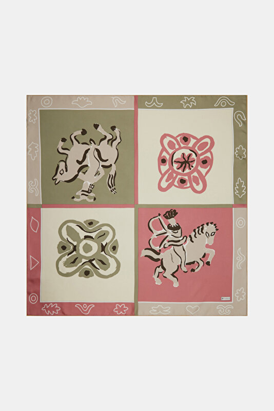 MINK ETHNIC DESIGN TWILL SCARF