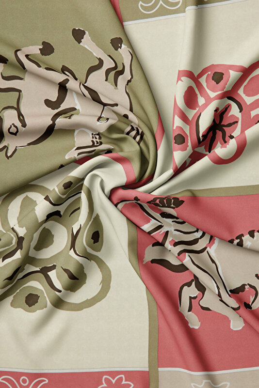 MINK ETHNIC DESIGN TWILL SCARF 2