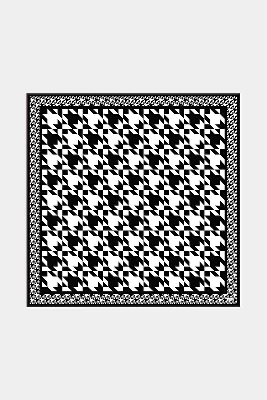 WHITE PIED DE POULE VOILE SILK SHAWL