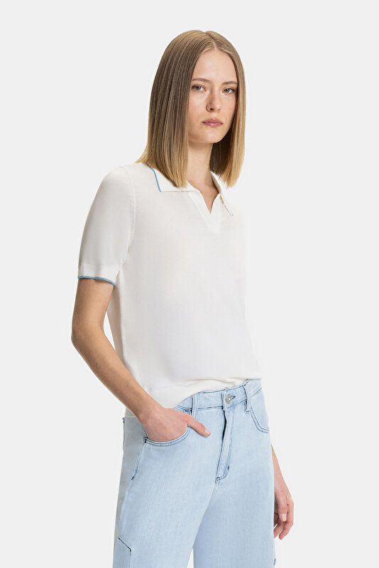 BLUE POLO NECK TRICOT