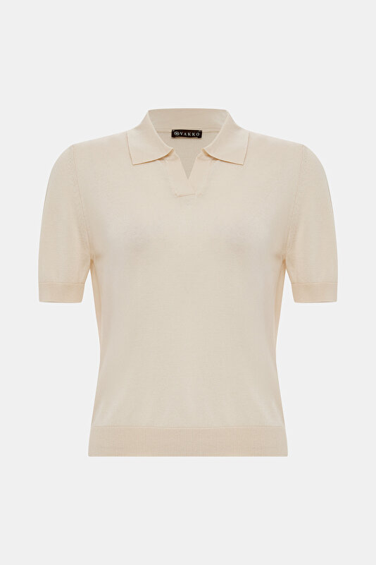 EKRU POLO YAKA TRİKO