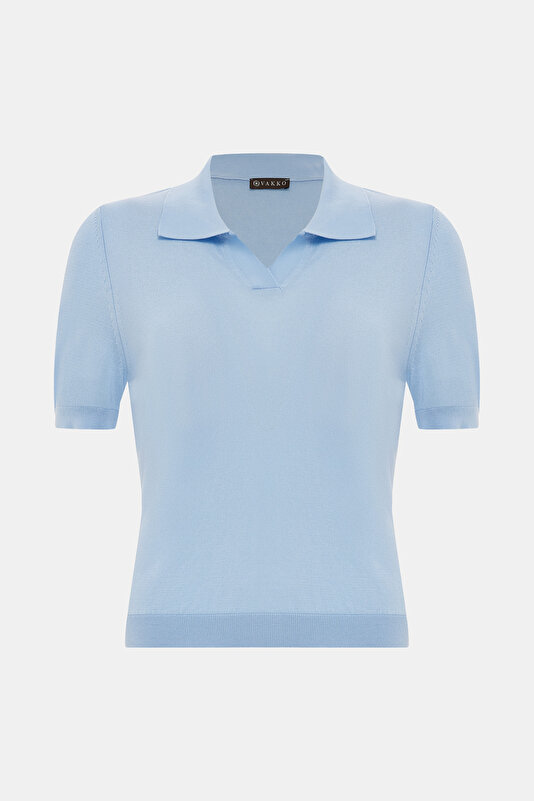 BLUE POLO NECK TRICOT