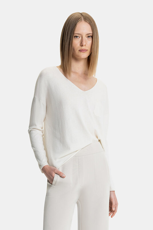 ECRU V NECK TRICOT