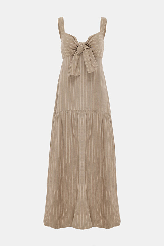 ECRU SLEEVELESS SUSPENDER DRESS