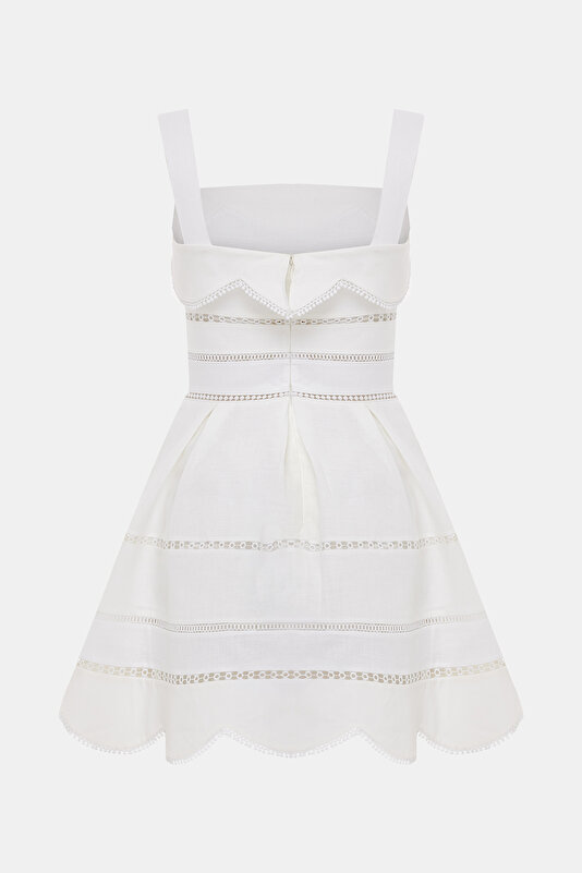 WHITE SLEEVELESS SUSPENDER SHORT DRESS 2