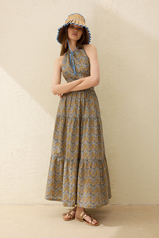 MULTICOLOR HALTER DRESS