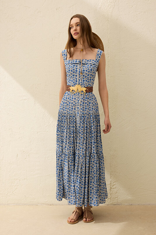 MULTICOLOR SLEEVELESS SUSPENDER DRESS