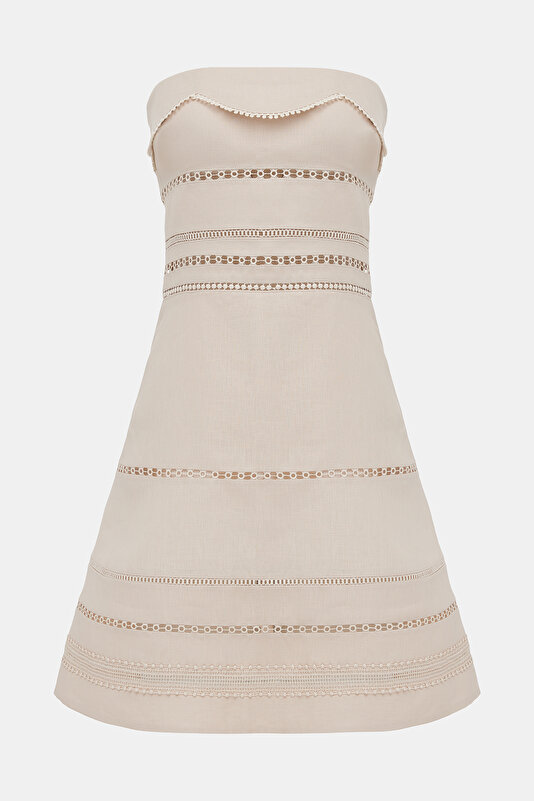 BEIGE SLEEVELESS SHORT DRESS