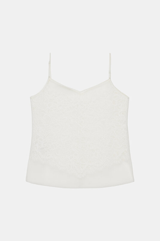 ECRU V NECK SLEEVELESS BLOUSE 2