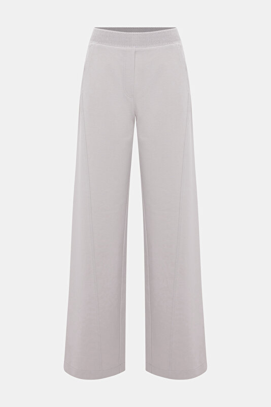 BEIGE WIDE LEG SPORTS TROUSERS 4