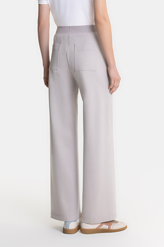 BEIGE WIDE LEG SPORTS TROUSERS 3
