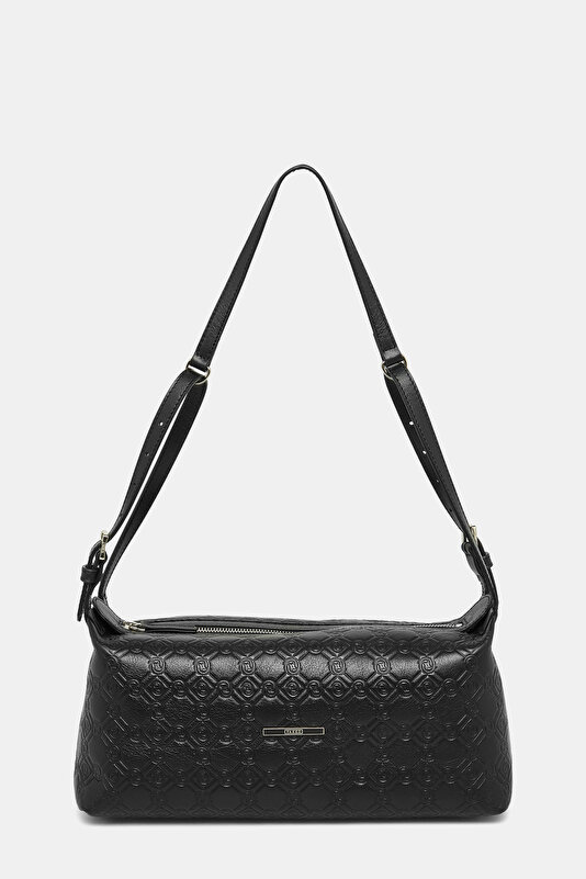 BLACK MONOGRAM LEATHER BAG