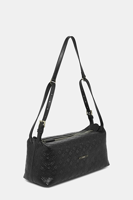 BLACK MONOGRAM LEATHER BAG 2