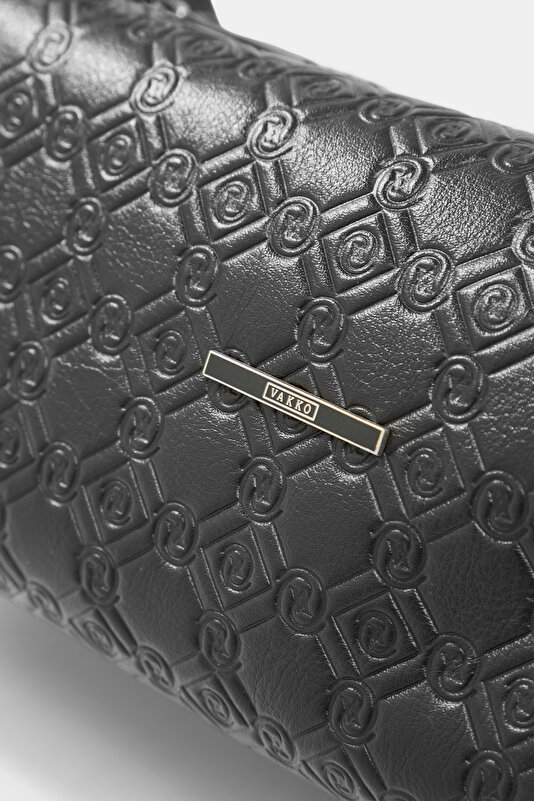 BLACK MONOGRAM LEATHER BAG 4