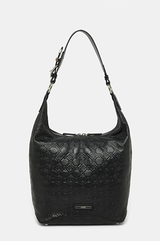 BLACK MONOGRAM LEATHER BAG