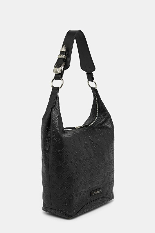 BLACK MONOGRAM LEATHER BAG 2