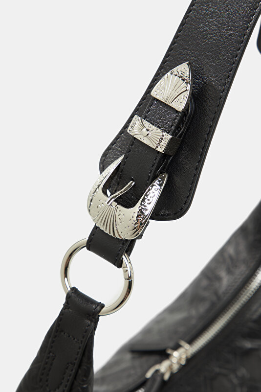 BLACK MONOGRAM LEATHER BAG 4