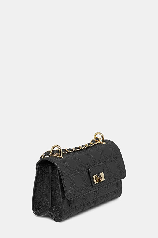 BLACK MONOGRAM LEATHER BAG 3