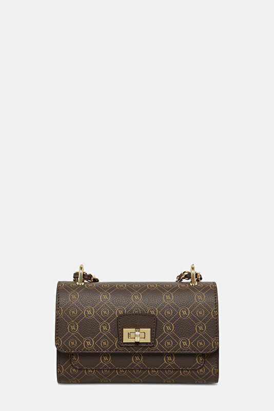 BEIGE MONOGRAM LEATHER BAG