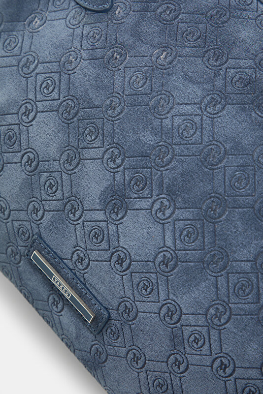 NAVY BLUE MONOGRAM LEATHER BAG 4