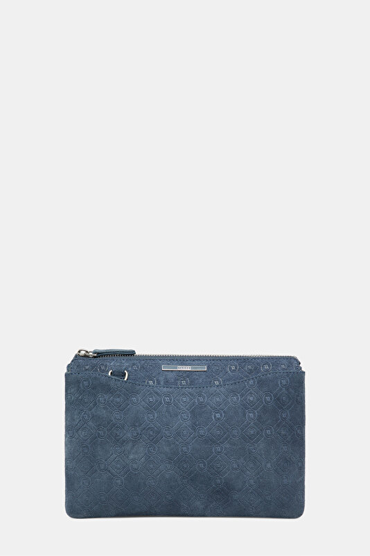NAVY BLUE MONOGRAM LEATHER BAG 2