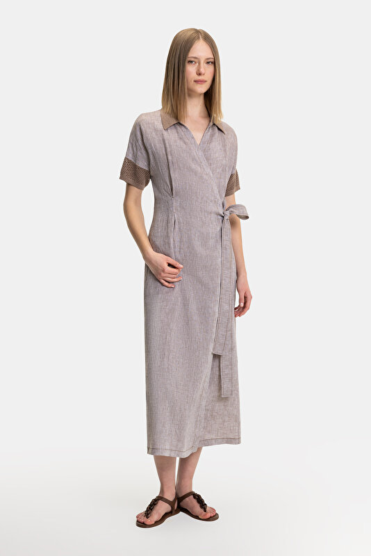 BEIGE SHORT SLEEVE DRESS 4