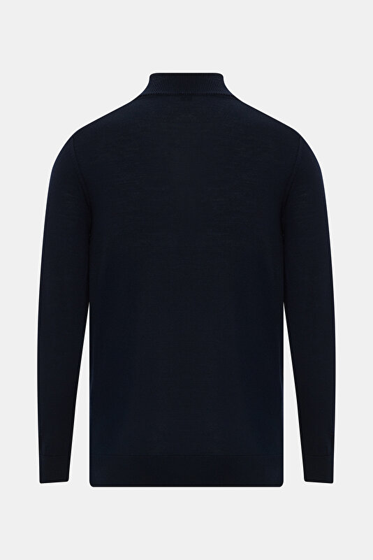 NAVY BLUE UPRIGHT COLLAR TRICOT 2
