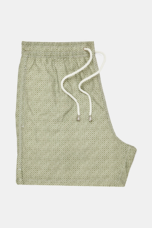 WHITE MICRO PATTERNED SWIMSUIT