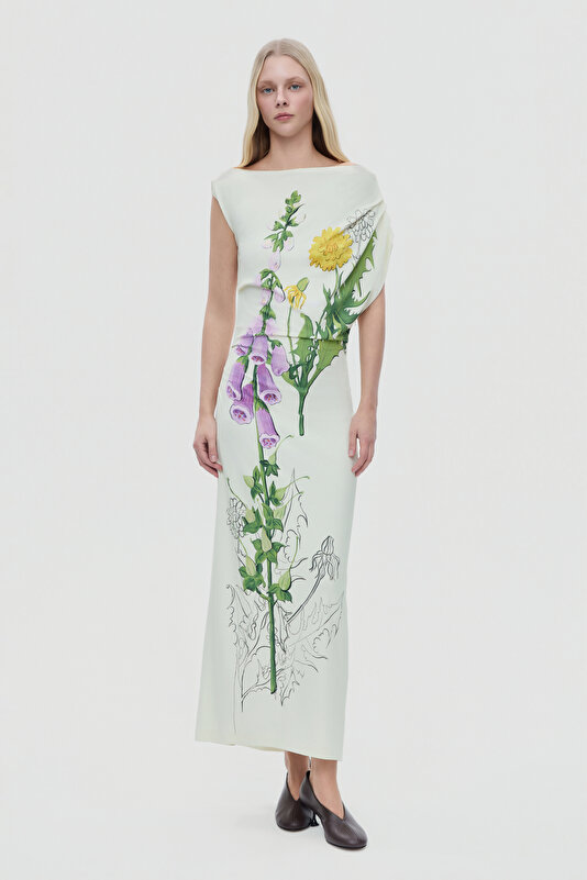 MULTICOLOR FLORAL PATTERN MIDI DRESS