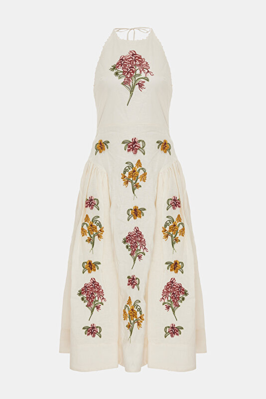 MULTICOLOR FLORAL PATTERN MIDI DRESS