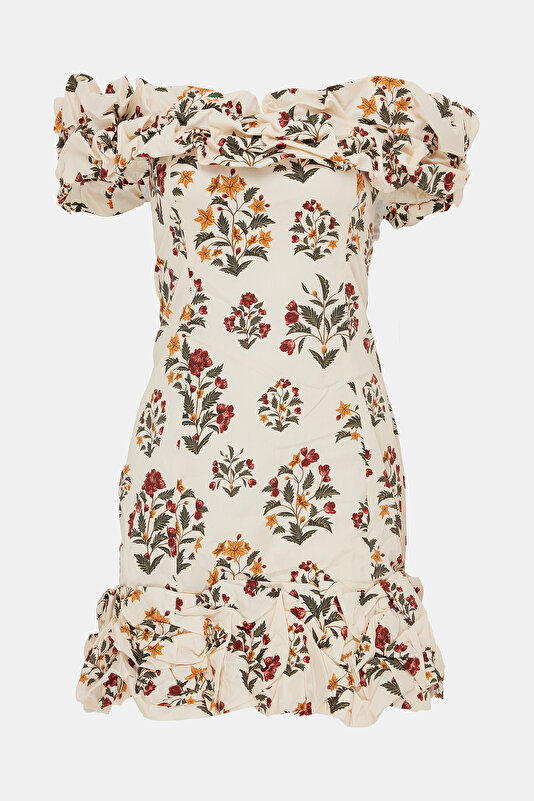 MULTICOLOR FLORAL PATTERN MINI DRESS