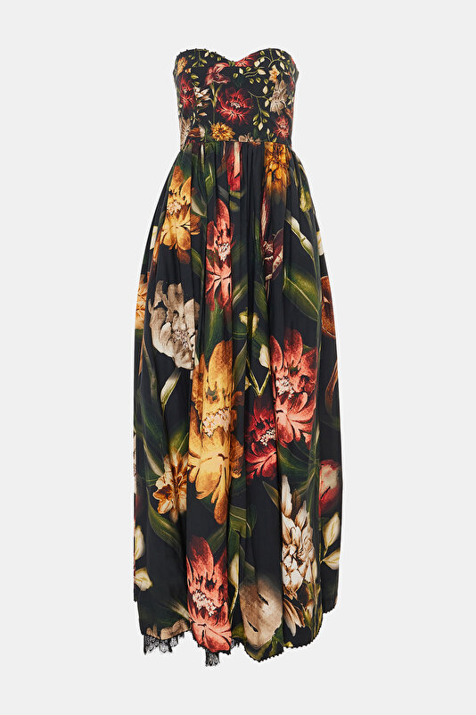 MULTİCOLOR FLORAL PATTERN MİDİ DRESS