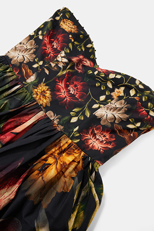 MULTİCOLOR FLORAL PATTERN MİDİ DRESS 3