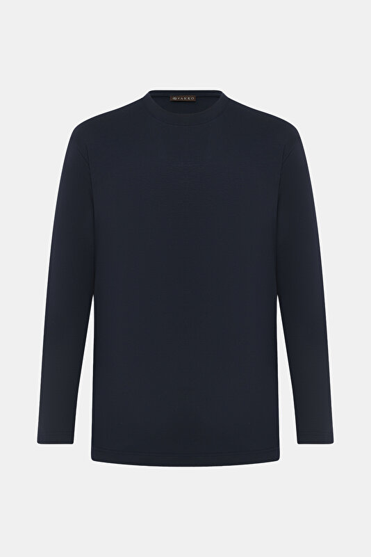 NAVY BLUE BICYCLE COLLAR LONG SLEEVE TSHIRT