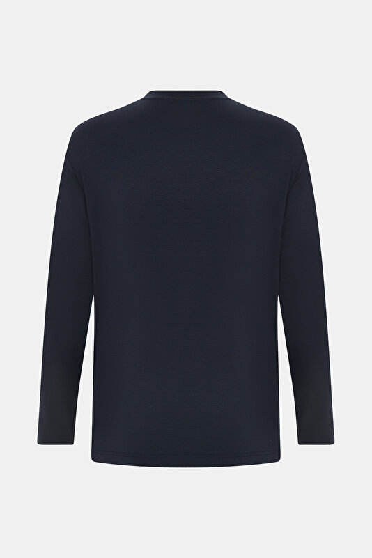NAVY BLUE BICYCLE COLLAR LONG SLEEVE TSHIRT 2